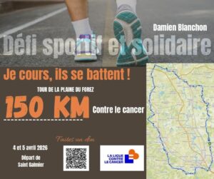 Damien Blanchon ultra-trail 151km plaine du Forez Ligue contre le cancer